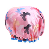 Max 2 Pieces Waterproof Reusable Shower Cap Bath Hat for Women Lady Pink