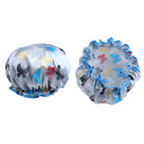 Max 2 Pieces Waterproof Reusable Shower Cap Bath Hat for Women Lady Multi Color