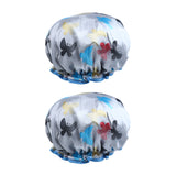 Max 2 Pieces Waterproof Reusable Shower Cap Bath Hat for Women Lady Multi Color