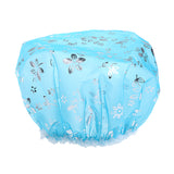 Max 5 Pieces Reusable Waterproof Cap Women Shower Cap Adult  Bathing Hat Blue