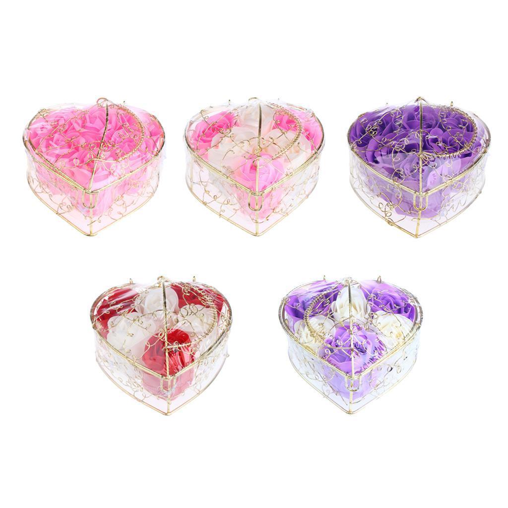 Maxbell 6 Pieces Rose Soap Flowers Petals Gift Box for Mother's Day Red and White - Aladdin Shoppers