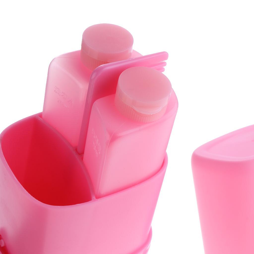 Maxbell 5 Pieces Portable Toothbrush Travel Case Box Wash Gargle Cup Set Pink - Aladdin Shoppers