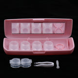 5 Pieces Flip-Top Contact Lens Case Container Holder with Storage Box Pink