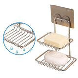 Maxbell Stainless Steel Wall Mounted Soap Holder Storage Tray Dish Rack Two Layers