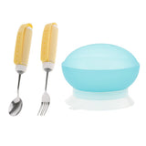 Maxbell Rotating Utensil Eating Aids Spoon Fork Bowl Set for the Elderly Disability