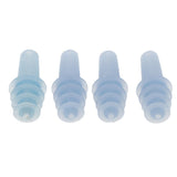 Max 2 Pairs Reusable Silicone Earplugs for Airplane Travel Sleep Silence Blue