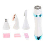 Max 4 In 1 Electric Face Nose Leg Bikini Eyebrow Hair Remover Device Set Blue