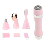 Max 4 In 1 Electric Face Nose Leg Bikini Eyebrow Hair Remover Device Set Pink