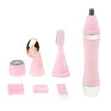 Max 4 In 1 Electric Face Nose Leg Bikini Eyebrow Hair Remover Device Set Pink