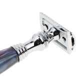 Max Maxb Men Shaving Brush Double Edge Razor Metal Stand Holder Blades Set Purple