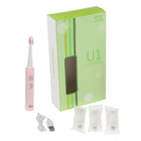 Max USB Rechargeable Electric Toothbrush Adult Kids Tooth Brush Set Pink
