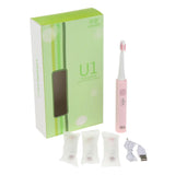 Max USB Rechargeable Electric Toothbrush Adult Kids Tooth Brush Set Pink