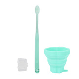 Maxbell Reusable Silicone Expandable Collapsible Travel Cup with Toothbrush Green