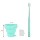 Maxbell Reusable Silicone Expandable Collapsible Travel Cup with Toothbrush Green