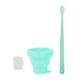 Maxbell Reusable Silicone Expandable Collapsible Travel Cup with Toothbrush Green