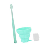 Maxbell Reusable Silicone Expandable Collapsible Travel Cup with Toothbrush Green