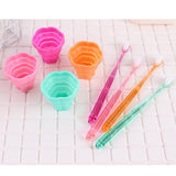 Maxbell Reusable Silicone Expandable Collapsible Travel Cup with Toothbrush Green