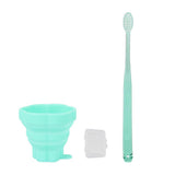 Maxbell Reusable Silicone Expandable Collapsible Travel Cup with Toothbrush Green