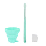 Maxbell Reusable Silicone Expandable Collapsible Travel Cup with Toothbrush Green