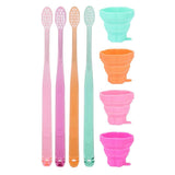 Maxbell Reusable Silicone Expandable Collapsible Travel Cup with Toothbrush Green