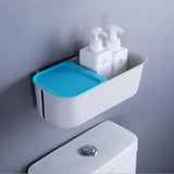 Max Maxb Wall Mounted Free Punching Bathroom Storage Rack Suction Cup Shelf Blue