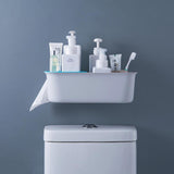 Max Maxb Wall Mounted Free Punching Bathroom Storage Rack Suction Cup Shelf Blue
