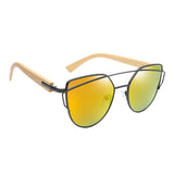 Men Women Fashion Wooden UV 400 Flat Lens Sunglasses with Bamboo Legs 01