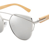 Max Maxb Men Women Fashion Wooden UV 400 Flat Lens Sunglasses with Bamboo Legs 07
