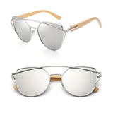 Max Maxb Men Women Fashion Wooden UV 400 Flat Lens Sunglasses with Bamboo Legs 07