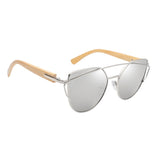 Max Maxb Men Women Fashion Wooden UV 400 Flat Lens Sunglasses with Bamboo Legs 07