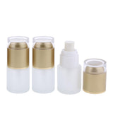 Max 3 Piece 20ml Frosting Glass Refillable Empty Pump Spray Bottle 02 Golden Cap
