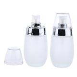 2 Pieces 50ml Frosting Glass Refillable Empty Pump Spray Bottle Silver