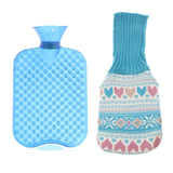 Max 2L Durable PVC Massage Thickened Hot Water Bottle with Cloth Cover Blue