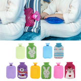 Max 2L Durable PVC Massage Thickened Hot Water Bottle with Cloth Cover Blue