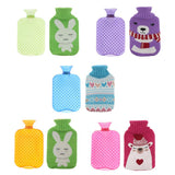 Max 2L Durable PVC Massage Thickened Hot Water Bottle with Cloth Cover Blue