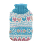 Max 2L Durable PVC Massage Thickened Hot Water Bottle with Cloth Cover Blue