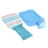 Max 2L Durable PVC Massage Thickened Hot Water Bottle with Cloth Cover Blue