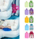 Max 2L Durable PVC Massage Thickened Hot Water Bottle with Cloth Cover Blue