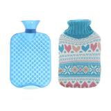 Max 2L Durable PVC Massage Thickened Hot Water Bottle with Cloth Cover Blue