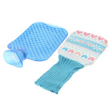 Max 2L Durable PVC Massage Thickened Hot Water Bottle with Cloth Cover Blue
