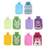 Max 2L Durable PVC Massage Thickened Hot Water Bottle with Cloth Cover Blue