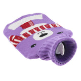 2L Durable PVC Massage Thickened Hot Water Bottle with Cloth Cover Purple