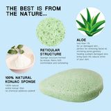 Max Konjac Face Cleaning Sponge Makeup Remover Pads Exfoliator Deep Clean Green