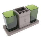 Max Toothpaste Toothbrush Holder Stand with Two Cup Bathroom Storage Rack  Green