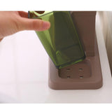 Max Toothpaste Toothbrush Holder Stand with Two Cup Bathroom Storage Rack  Green