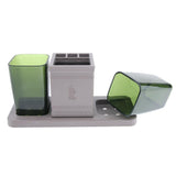 Max Toothpaste Toothbrush Holder Stand with Two Cup Bathroom Storage Rack  Green