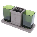 Max Toothpaste Toothbrush Holder Stand with Two Cup Bathroom Storage Rack  Green