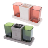 Max Toothpaste Toothbrush Holder Stand with Two Cup Bathroom Storage Rack  Green