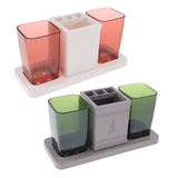 Max Toothpaste Toothbrush Holder Stand with Two Cup Bathroom Storage Rack  Green