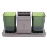 Max Toothpaste Toothbrush Holder Stand with Two Cup Bathroom Storage Rack  Green